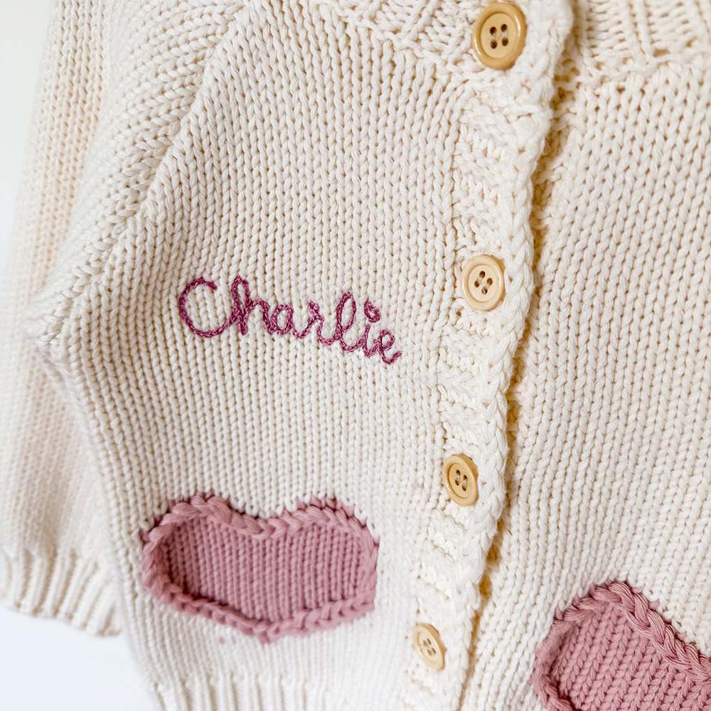 Personalized Embroidered Baby Heart Cardigan | CWBaby521