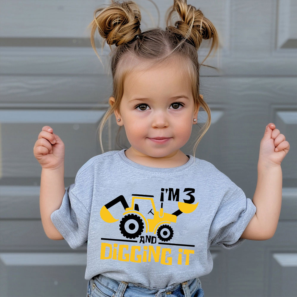 Personalized Digging It Construction Birthday T-Shirt | inBirth22