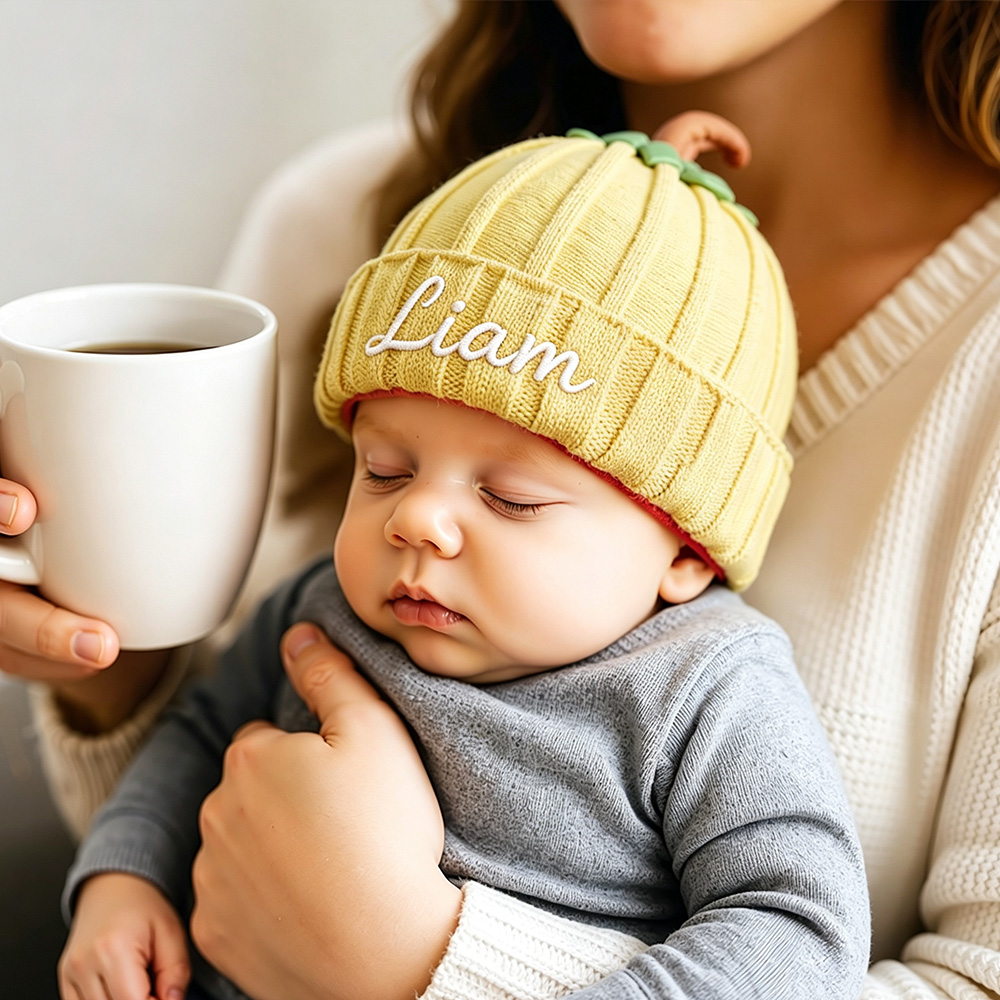 Personalized Embroidered Pumpkin Wool Beanie | CWHalloween126
