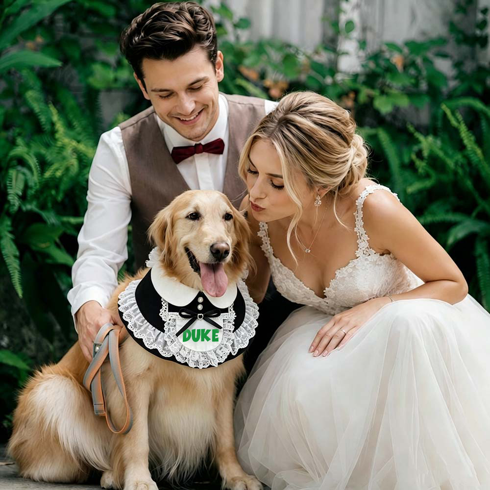 Personalized Wedding Pet Cute Little Maid Bow Bib | BKPet566