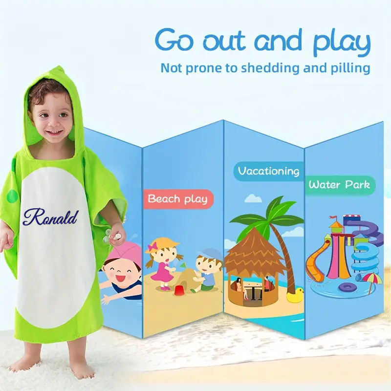 Personalized Embroidery Dinosaur Hooded Beach Towel for Summer & Beach | Cwbeach118