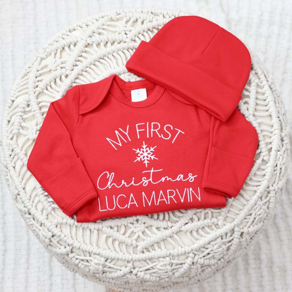Personalized Embroidery Baby First Christmas Outfit Set | MCGift380