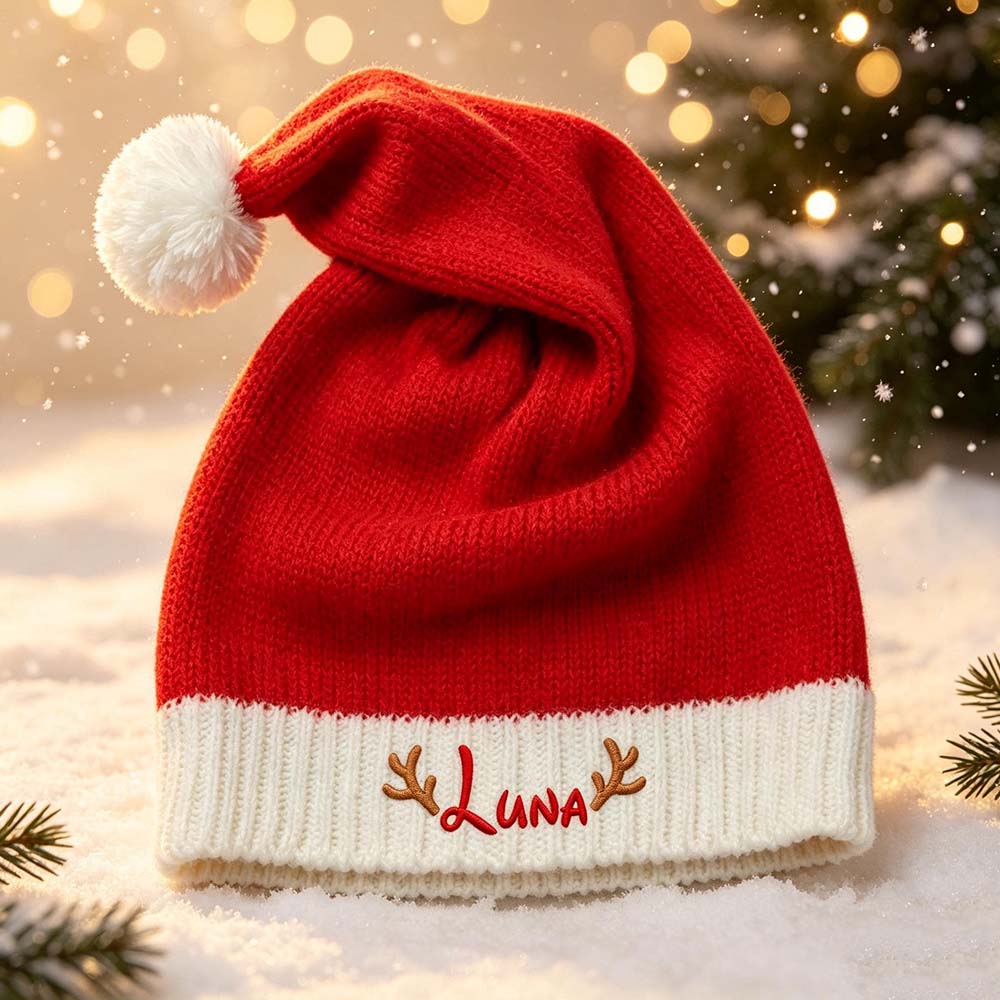 Personalized Embroidered Knitted Christmas Santa Hat | MCGift382