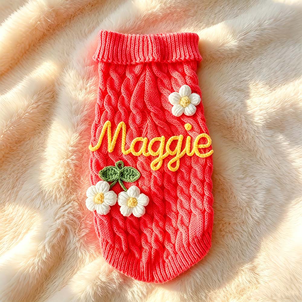 Personalized Hand Embroidered Pets Knit Turtleneck | BKPet580