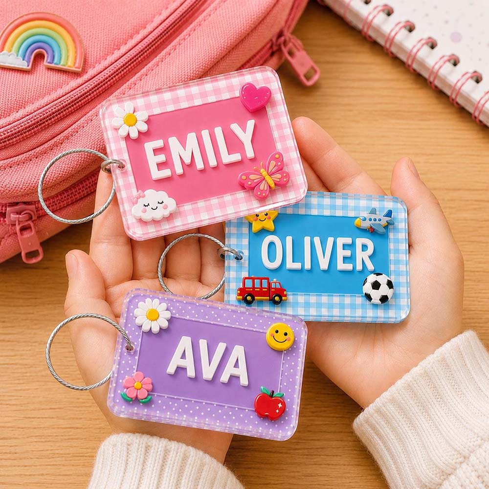 Personalized Kids Name Tag With Emergency Contact Info | CWGift104