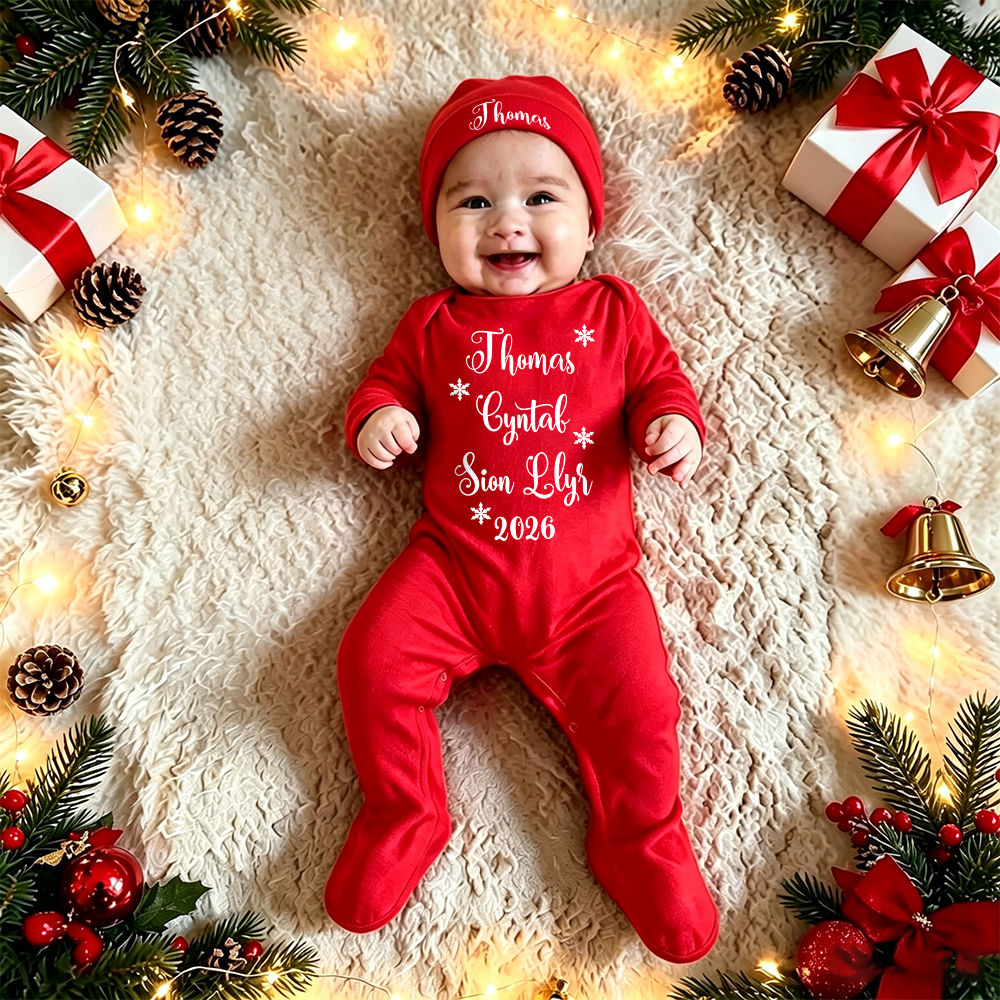 Personalized Baby First Christmas Romper & Hat Set | MCGift389