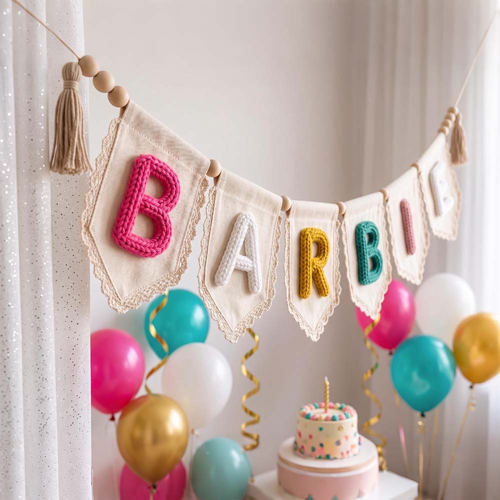 Personalized Hand Embroidered Yarn Letter Banner Decoration | CWGift105
