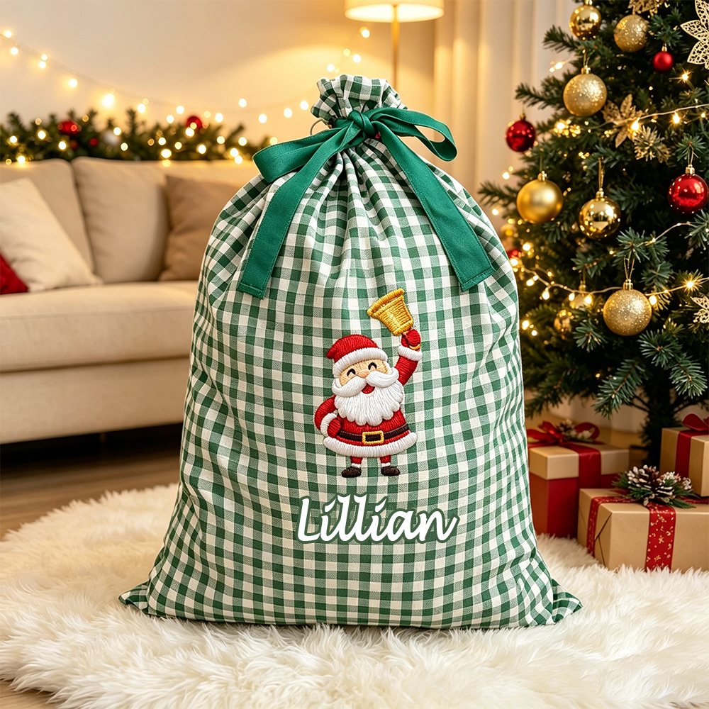 Personalized Plaid Christmas Cute Design Gift Bag | MCGift398