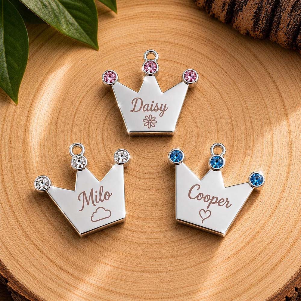 Personalized Rhinestone Crown Pet Collar ID Tag | BKPet585