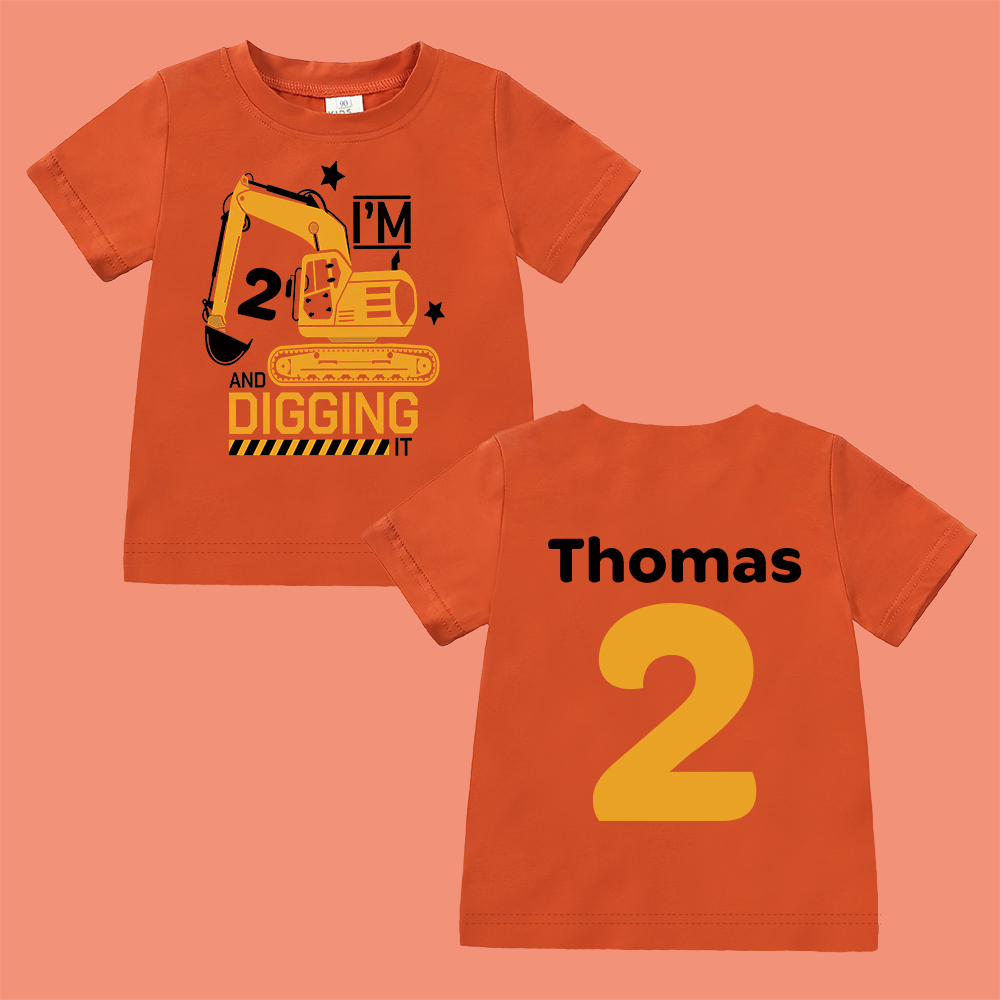 Personalized Construction Digging It Truck Birthday T-Shirt | inBirth26