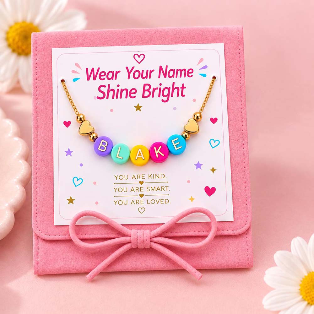 Personalized Multicolored Daisy Heart Bracelet & Necklace Set | CWGift107