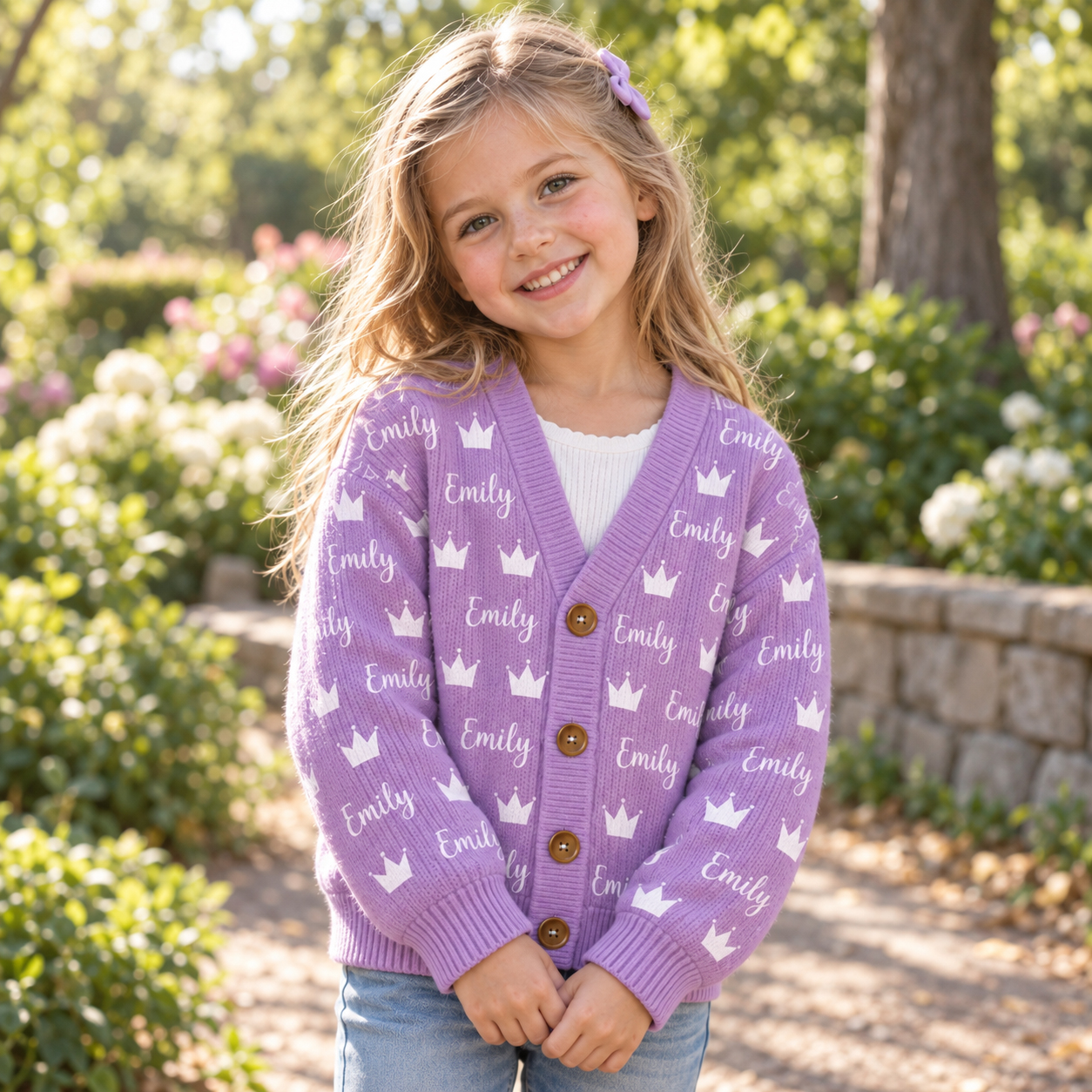 Personalized Lovely Kids Name & Icon Colorful Knit Sweater | CWSweater02