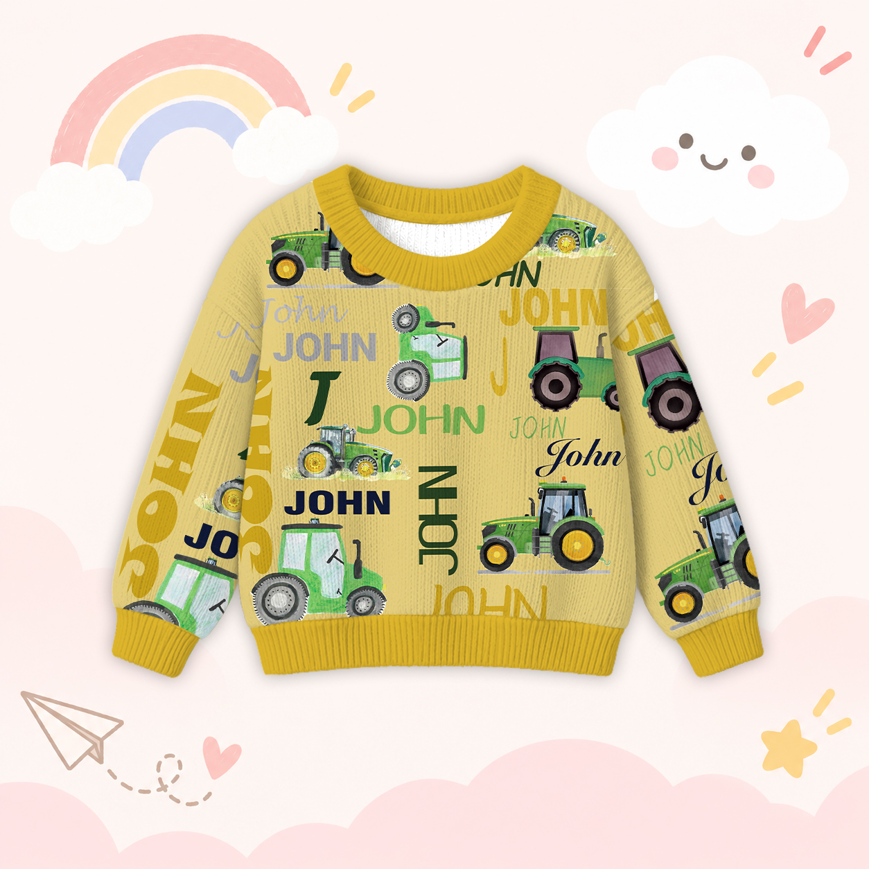 Personalized Lovely Kids Truck Knit Sweater | CWSweater05