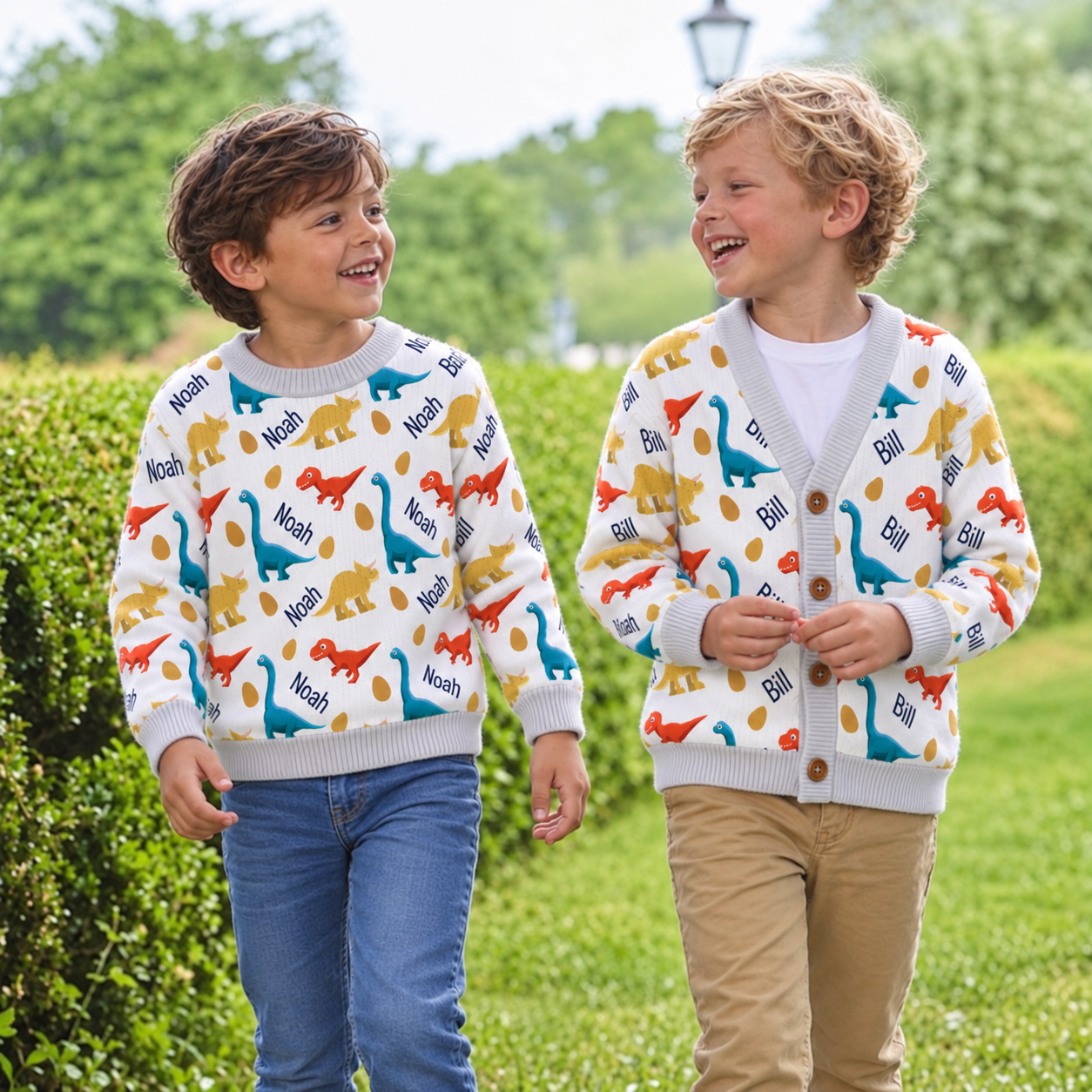 Personalized Lovely Kids Dinosaur Knit Sweater | CWSweater07