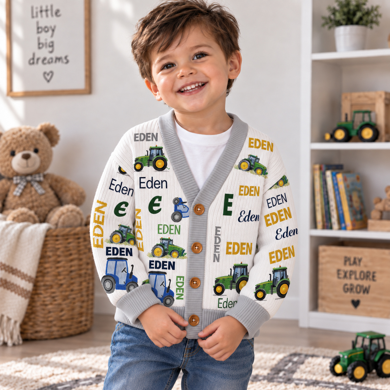 Personalized Lovely Kids Truck Knit Sweater | CWSweater05