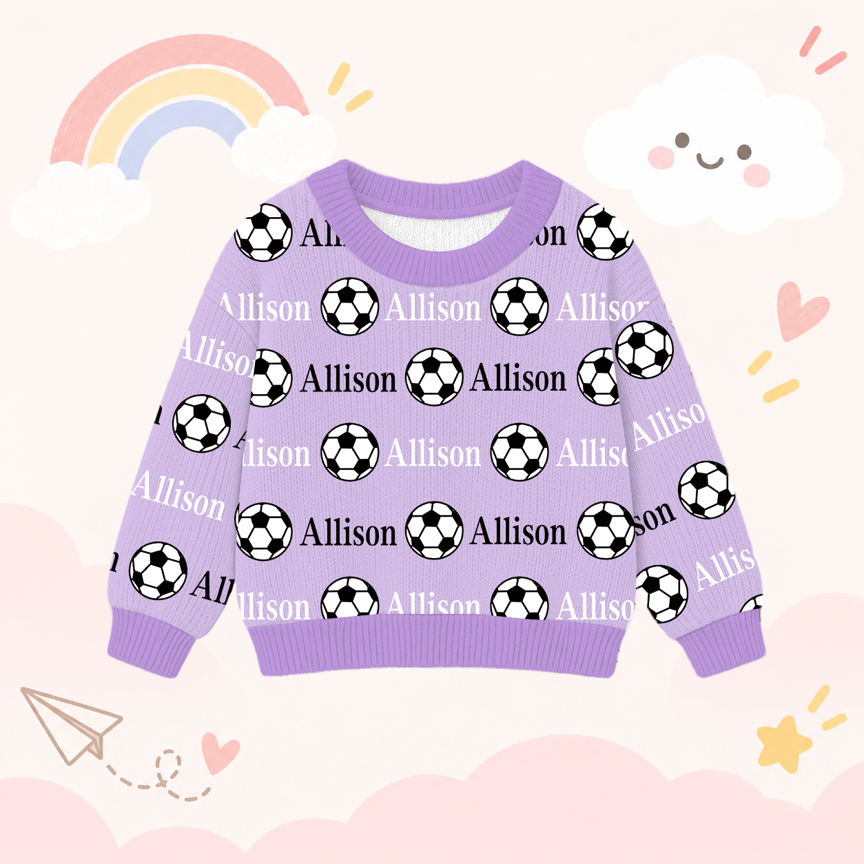 Personalized Lovely Kids Soccer Knit Sweater | CWSweater12