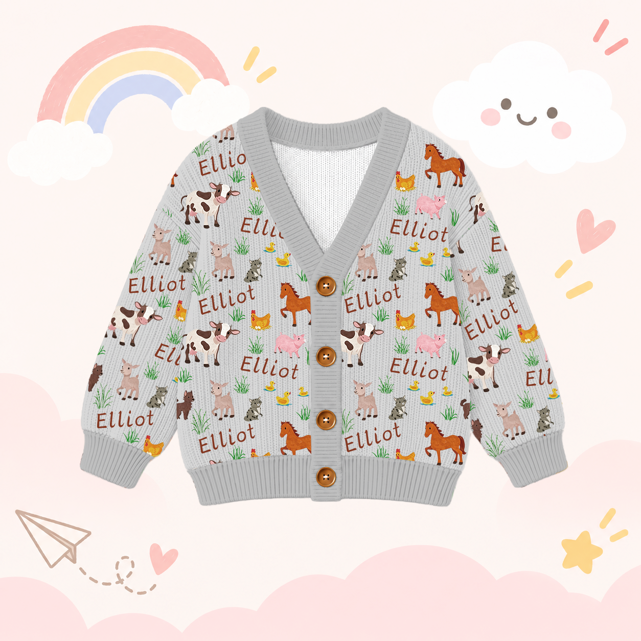 Personalized Lovely Kids Adorable Animals Knit Sweater | CWSweater18