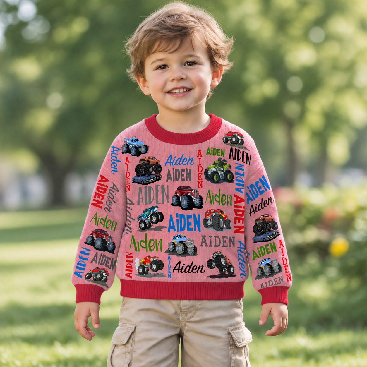 Personalized Lovely Kids Cool Cars Knit Sweater | CWSweater19