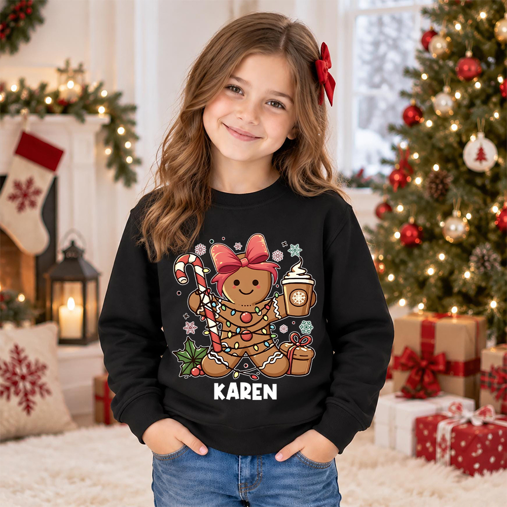 Personalized Christmas Kids Gingerbread Sweatshirt | MCGift419