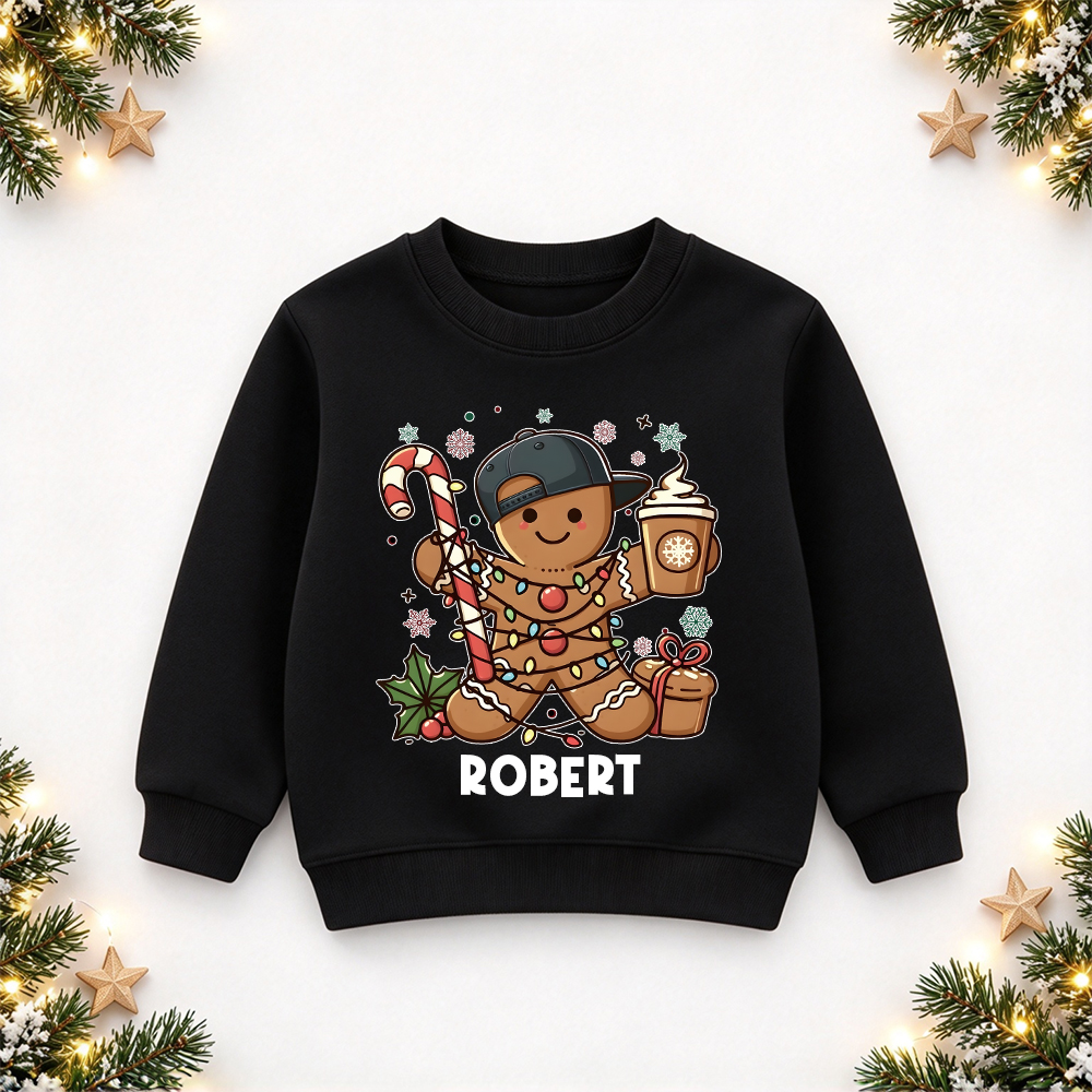 Personalized Christmas Kids Gingerbread Sweatshirt | MCGift419
