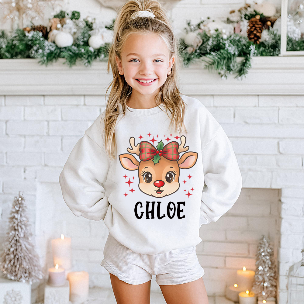 Personalized Christmas Kids Reindeer Sweatshirt | MCGift418