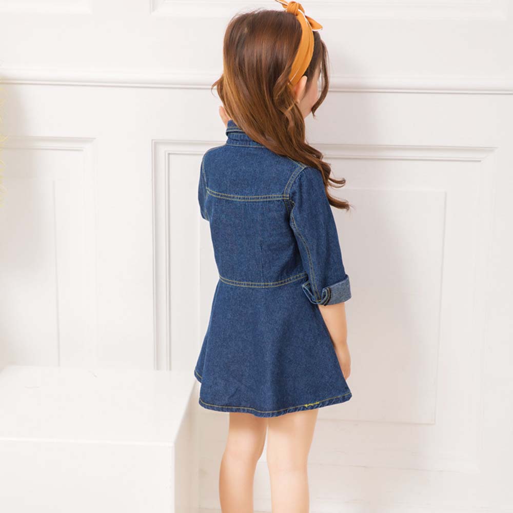 Personalized Long Sleeves Denim Dress For Girls | CWBaby542