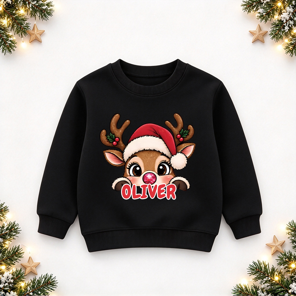 Personalized Christmas Kids Reindeer Sweatshirt | MCGift417