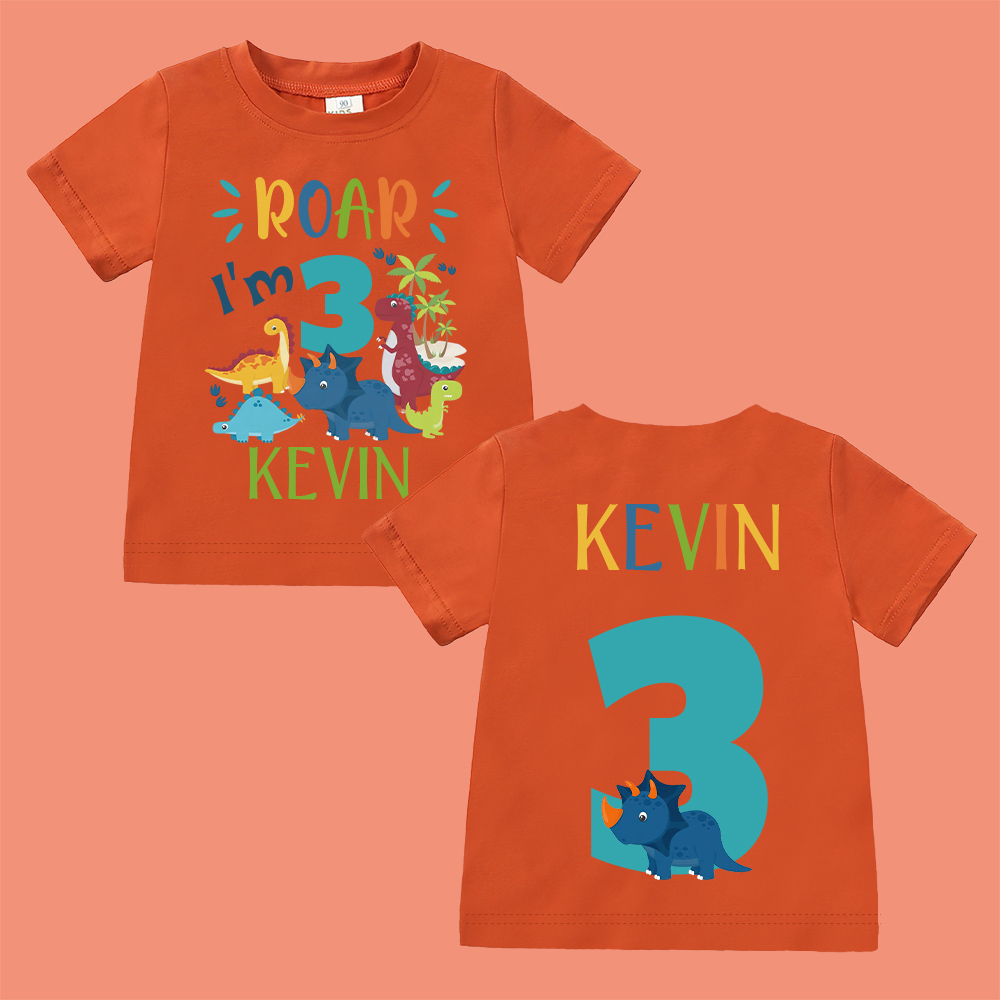Personalized Dinosaur ROAR Party Birthday T-Shirt | inBirth02