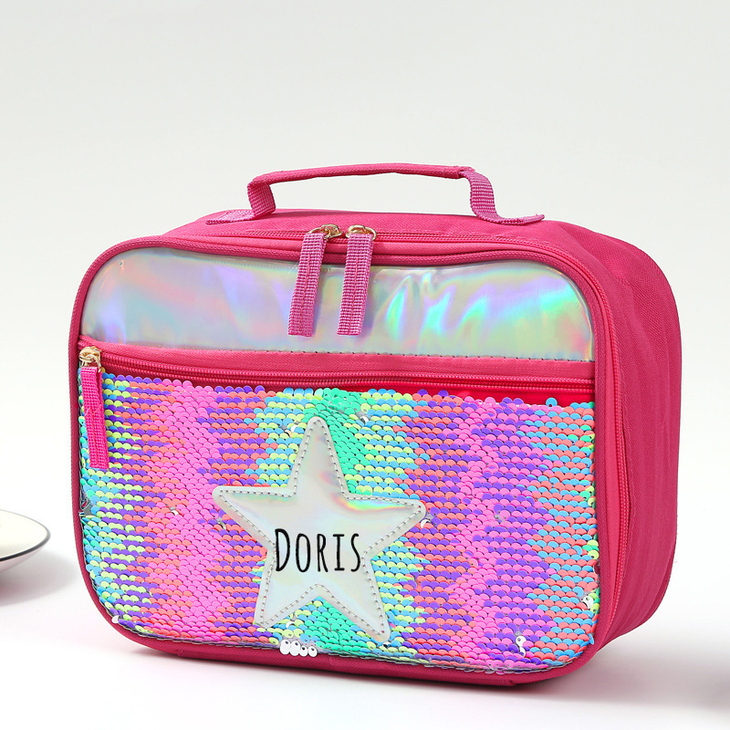 Personalized Name Sequin Kids Lunch Bag