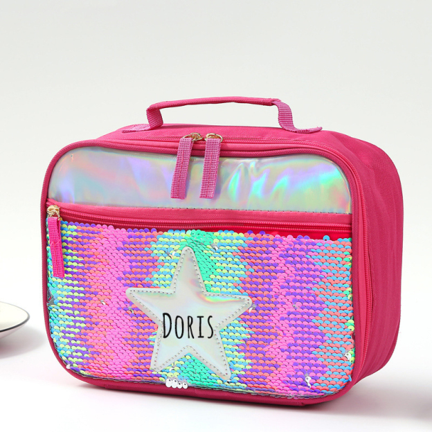 Personalized Name Sequin Kids Lunch Bag