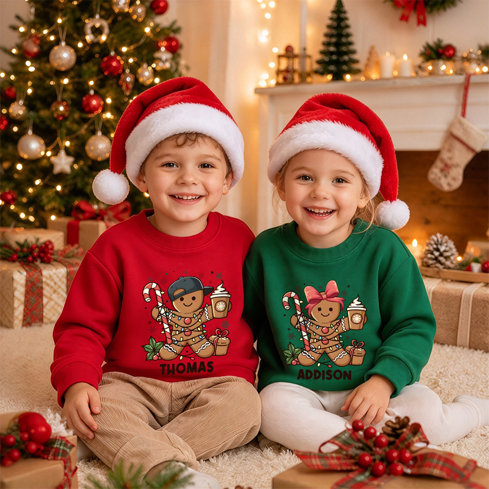 Personalized Christmas Kids Gingerbread Sweatshirt | MCGift419