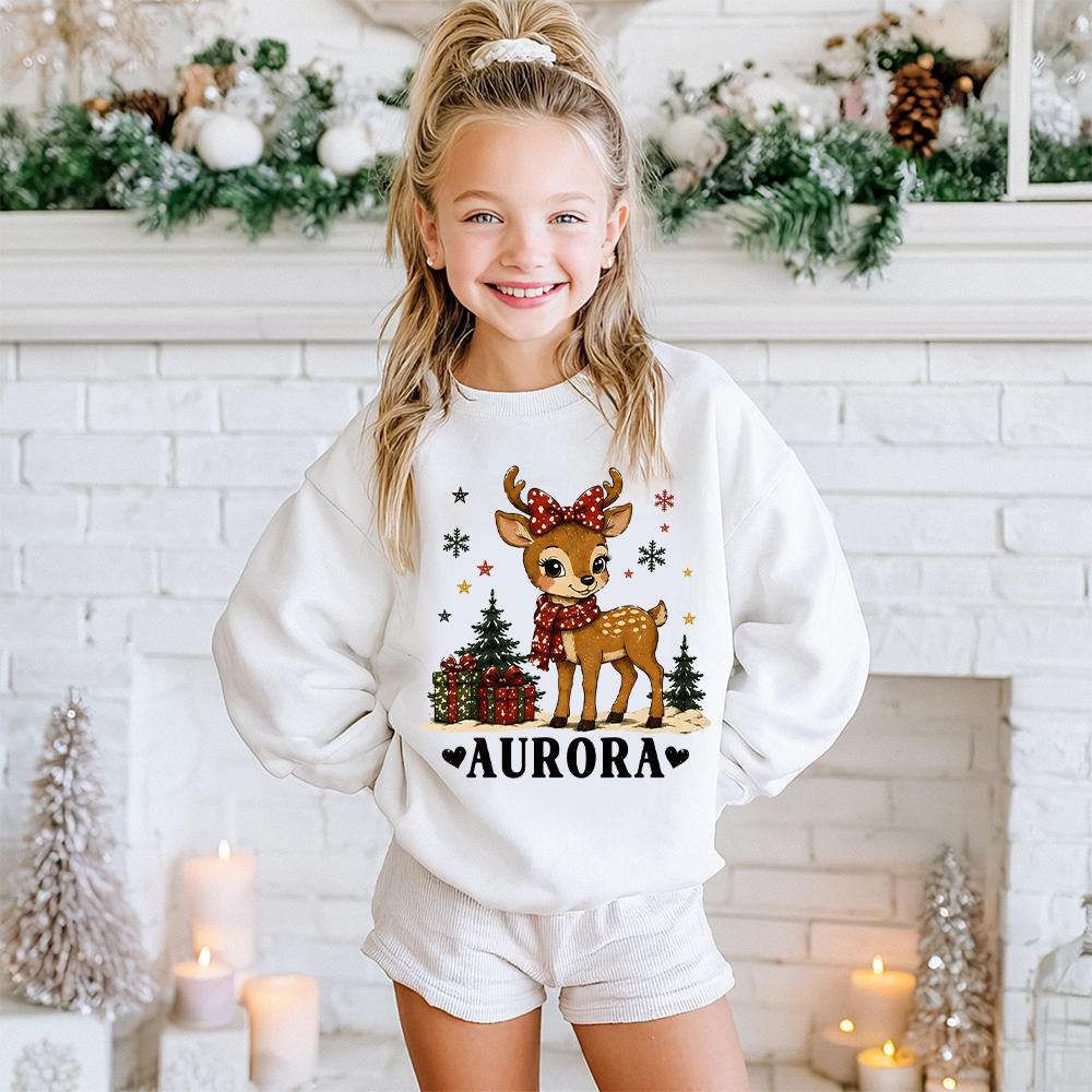 Personalized Christmas Kids Reindeer Sweatshirt | MCGift420
