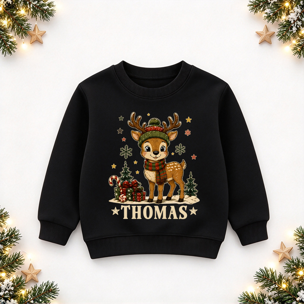 Personalized Christmas Kids Reindeer Sweatshirt | MCGift420
