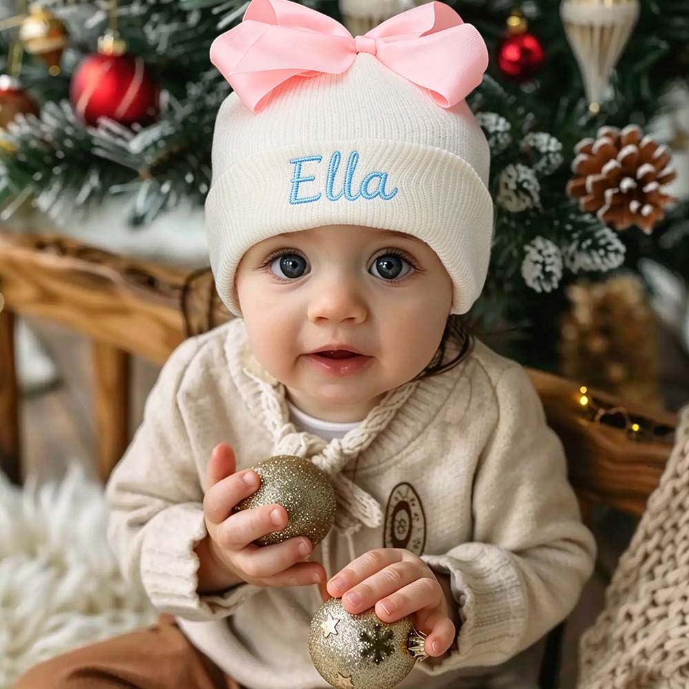 Personalized Embroidered Soft Hat With Bow For Baby & Kids | HSKid102