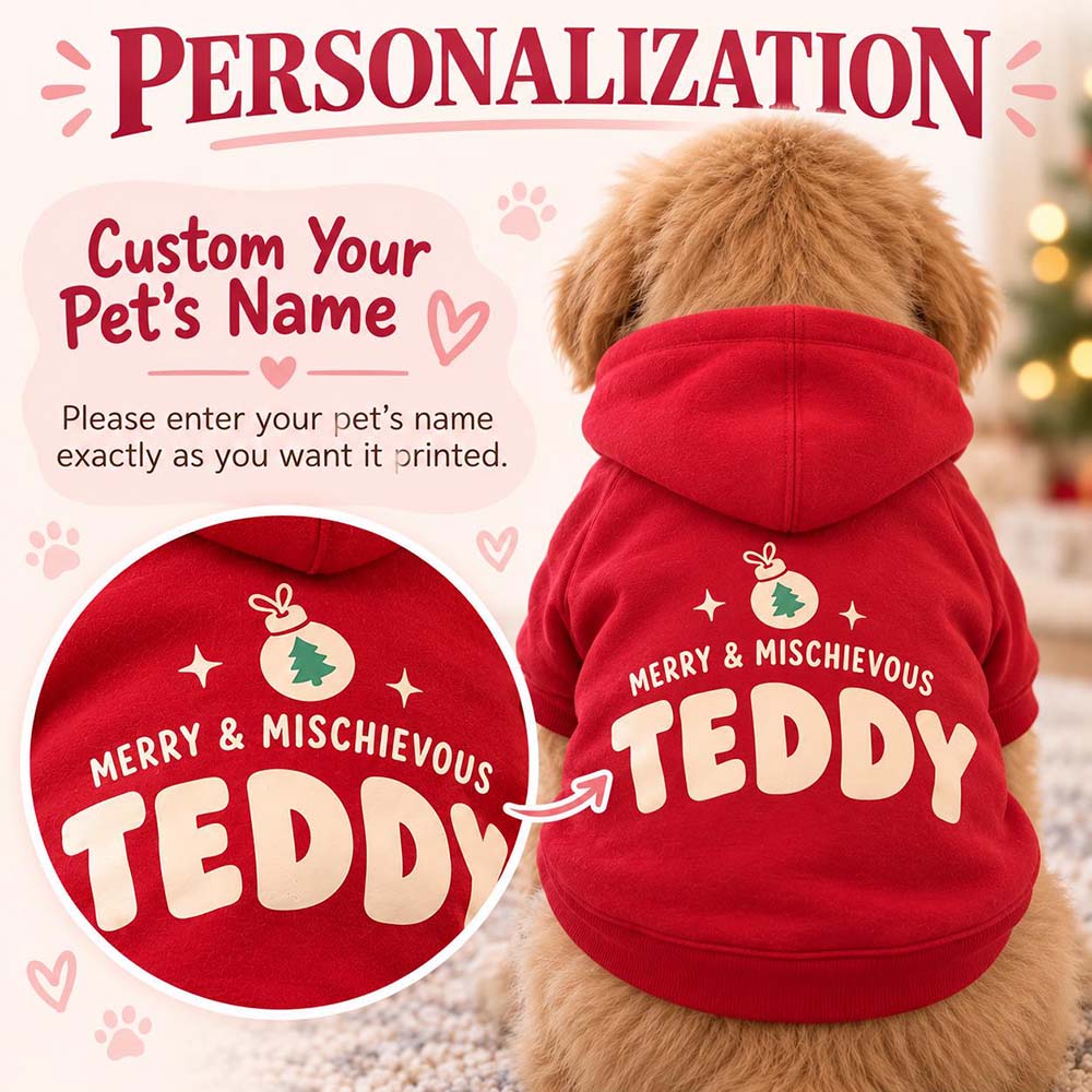 Personalized Christmas Pets Merry & Mischievous Hoodie | MCGift435