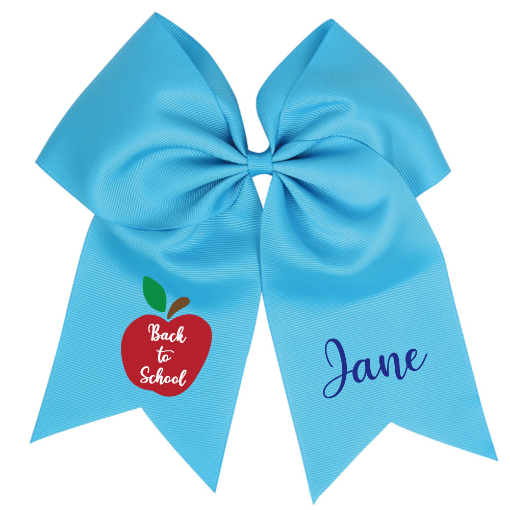 Personalized Girls Back To School Elastic Band Hair Bow | CWToy55