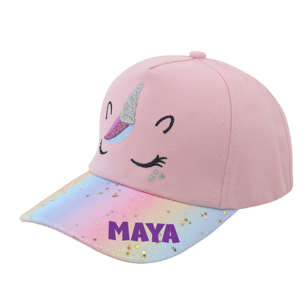 Personalized Unicorn Rainbow Shiny Glitter Baseball Cap | CWBeach120