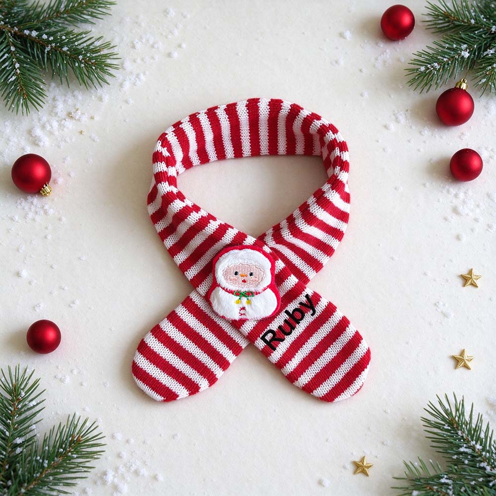 Personalized Embroidered Christmas Cute Knit Pet Scarf | MCGift438