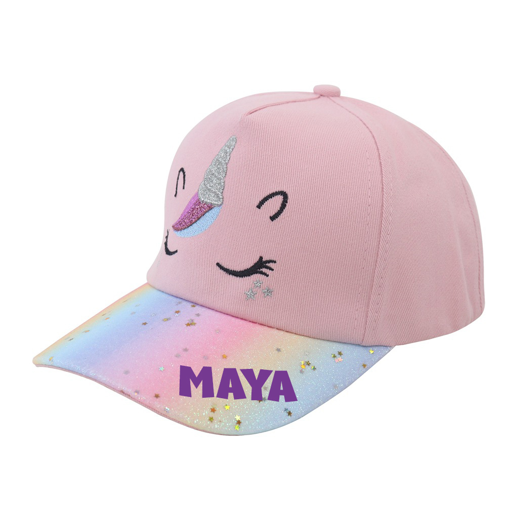 Personalized Unicorn Rainbow Shiny Glitter Baseball Cap | CWBeach120