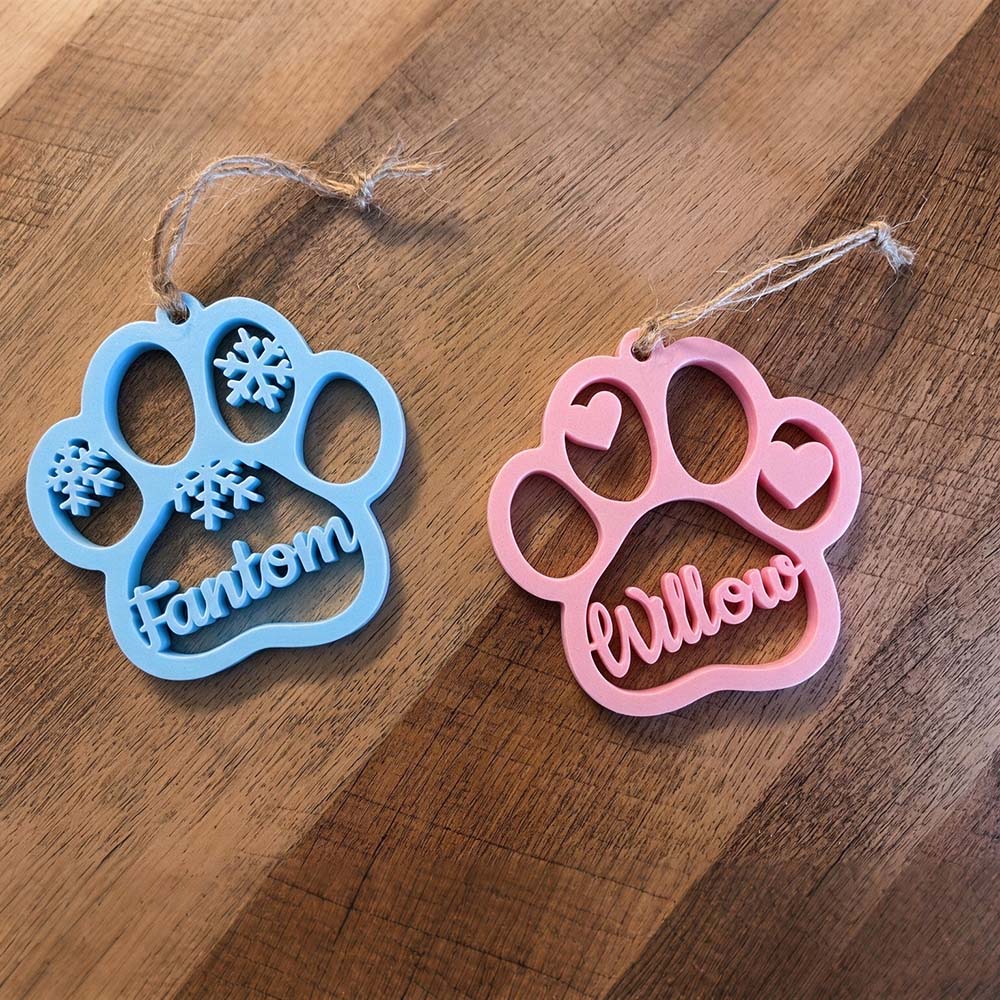 Personalized 3D Printed Pet Paw Christmas Ornament | BKPet646