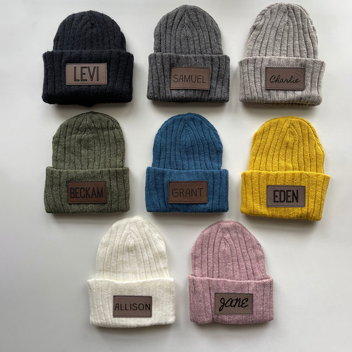 Personalized Leather Patch Infant Beanie for Comfort & Unique | HSKid30