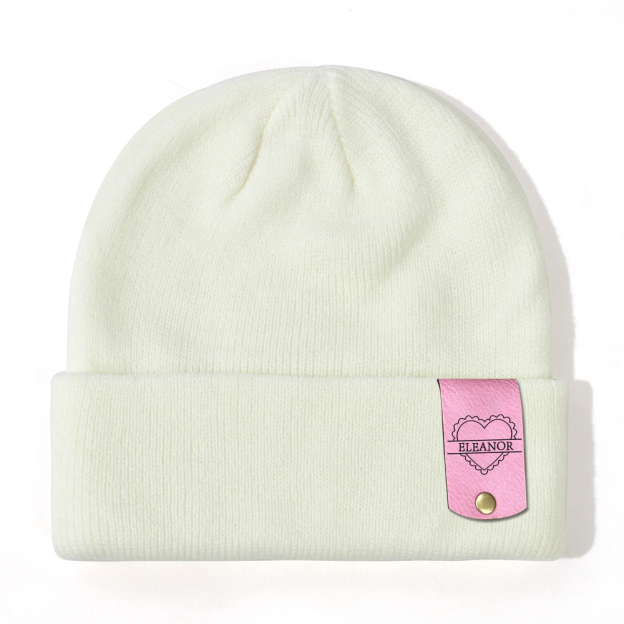 Personalized Leather Tag Infant Beanie for Comfort & Unique | HSKid31