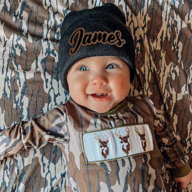 Personalized Leather Patch Beanie for Comfort & Unique | HSKid33