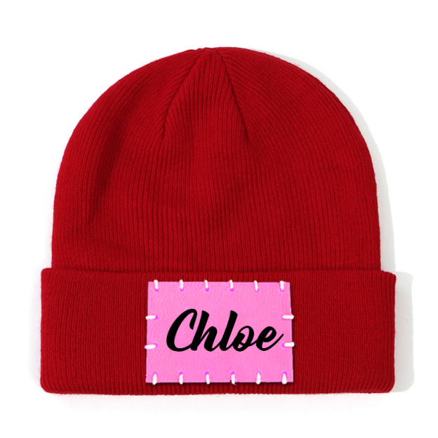 Personalized Leather Patch Beanie for Comfort & Unique | HSKid3301