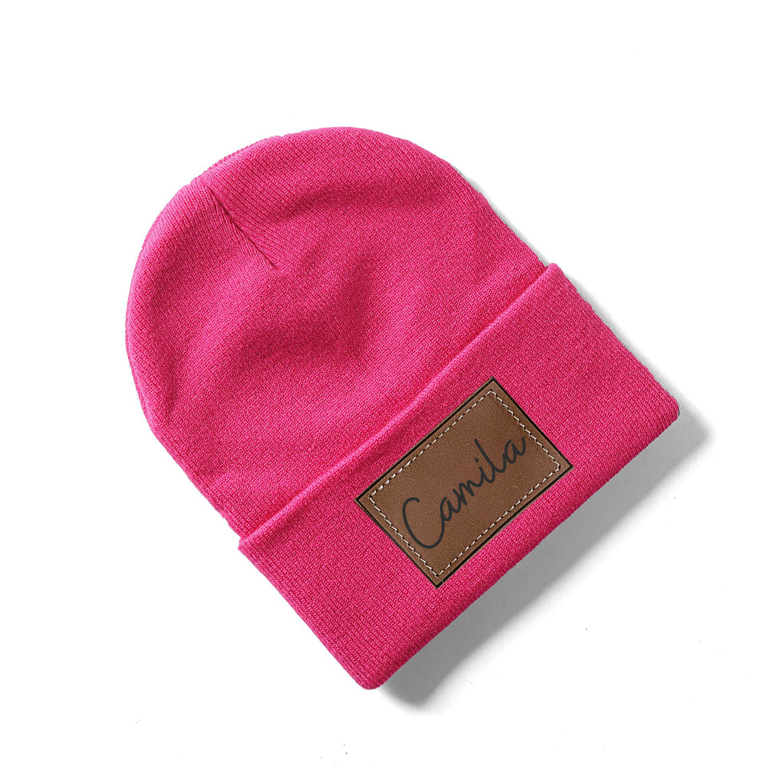 Personalized Leather Patch Beanie for Comfort & Unique | HSKid37