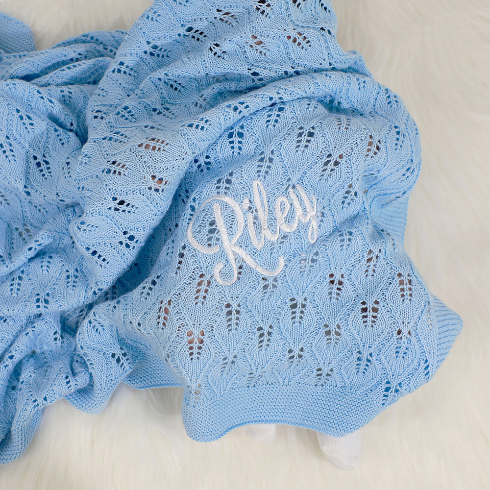 Personalized Embroidered Knit Baby Blanket for Unique Gift | CWBaby87