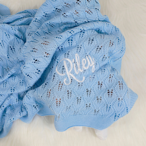 Personalized Embroidered Knit Baby Blanket for Unique Gift | CWBaby87