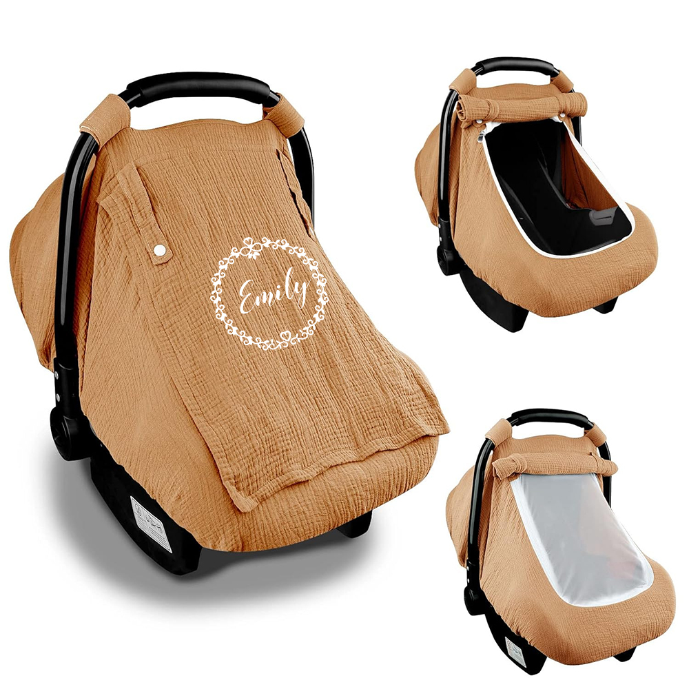 PersonalizedMuslin Car Seat Covers for Babies | CWBaby62
