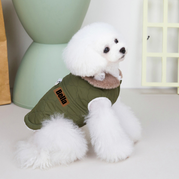 Personalized Leather Patch Pets Warm Jacket | BKPet93