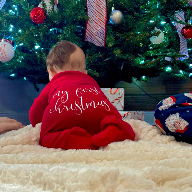 Personalized Baby First Christmas Cozy Soft Long Sleeve Romper | MCGift90
